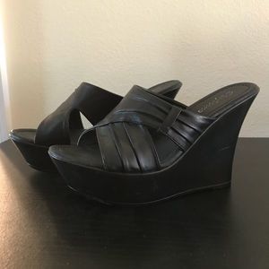 Black Open Toe Wedges